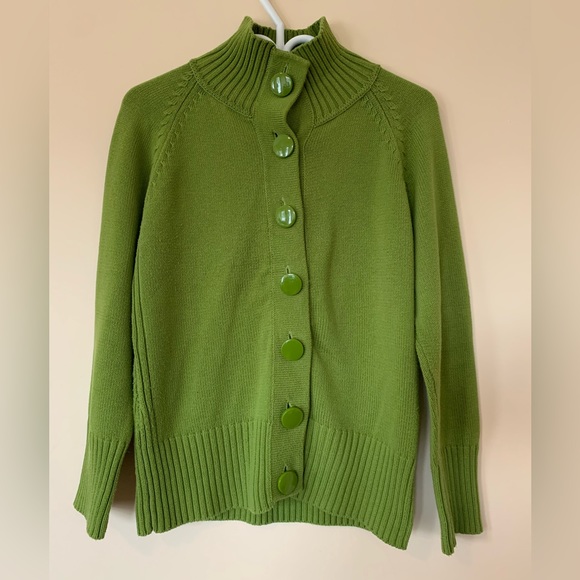 Bianca Nygard, Green crochet sweater, size M, big buttons, cotton blend. - Picture 2 of 6